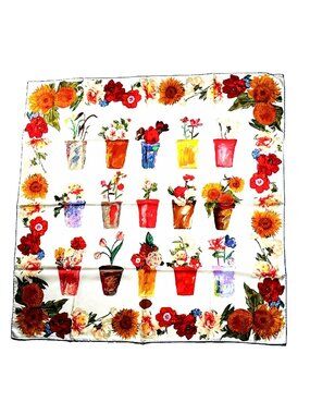 Gucci Vintage Floral Pots Silk Scarf 34" square